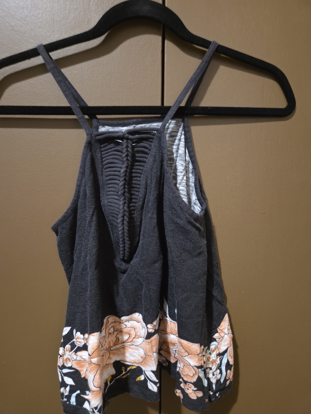 Billabong Black Camisole with Peach Floral Hem